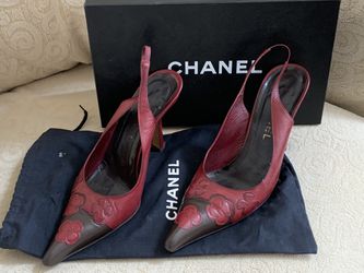 Vintage And Authentic Leather CHANEL Slingback Shoes for Sale in