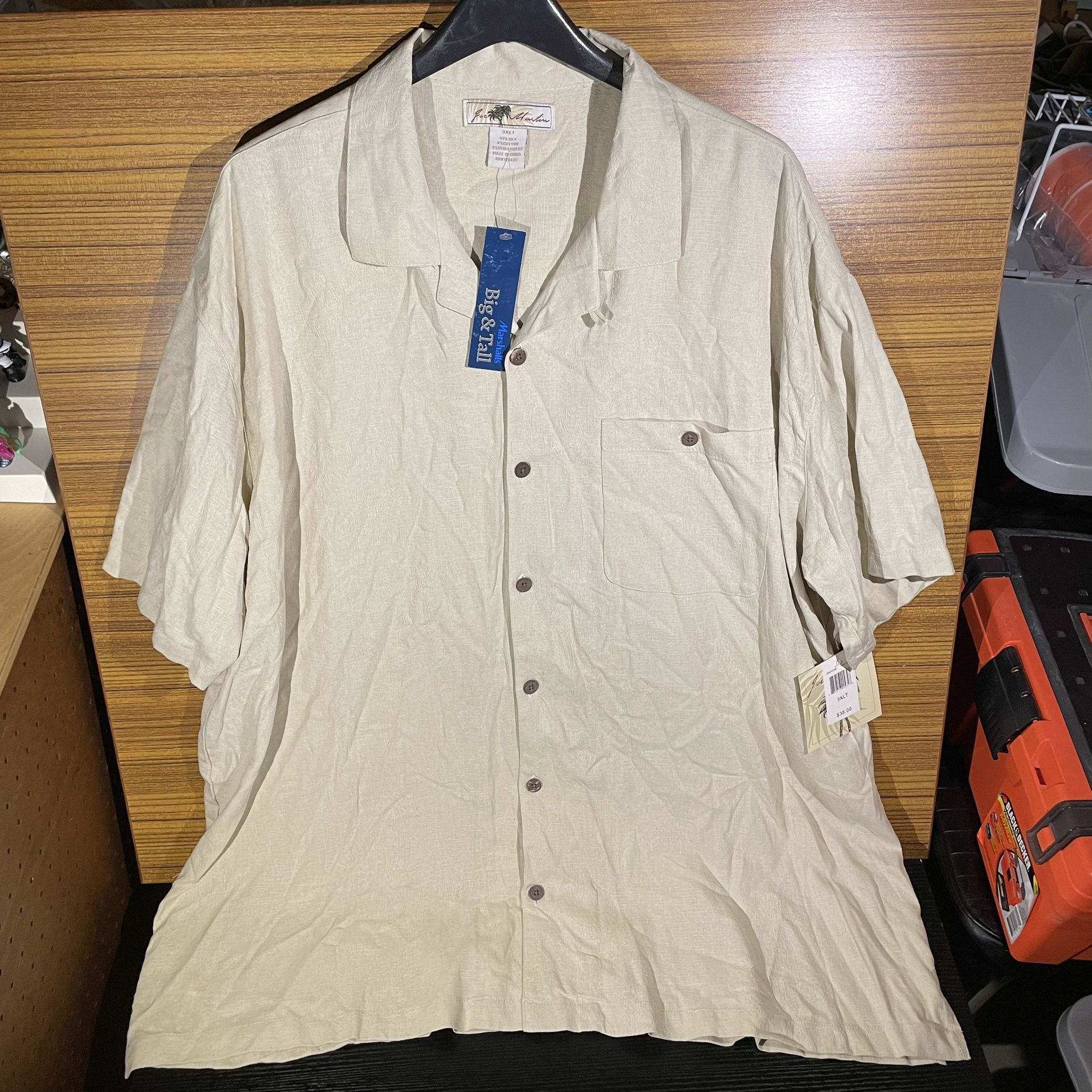 Joe Marlin Collared Button Up Short Sleeve Khaki Mens Shirt Size 3XLT NWT