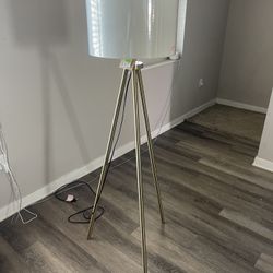  Cooper Ridge Tripod Floor Lamp — Brass/Gold with White Drum Shade