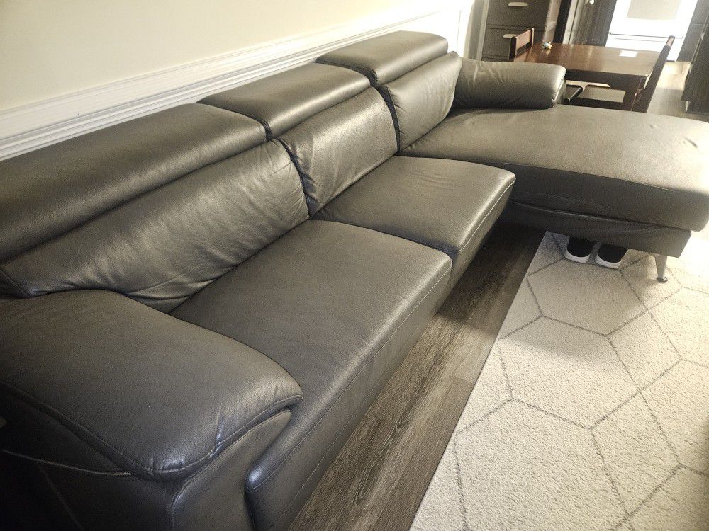 Faux Leather Gray Sectional 