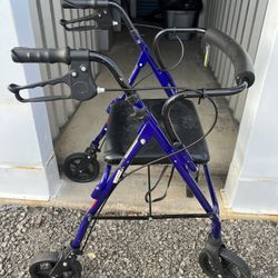 Steel Rollator Walker with Seat and Wheels - Rolling Walker for Seniors...