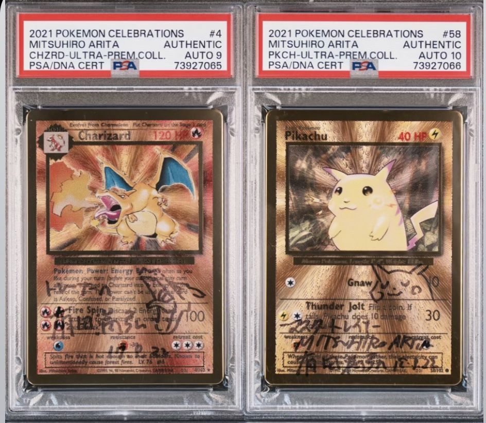 Charizard & Pikachu Metal Celebrations Ultra Premium Collection PSA Auto Arita Pokemon