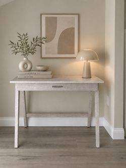 Modern Light Gray Wood Writing Desk