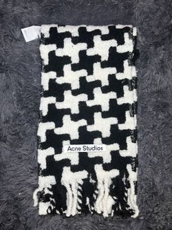 Acne Studios black and white houndstooth scarf