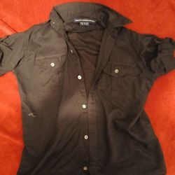 Ralph Lauren Sport Tight Black Butten Down Shirt