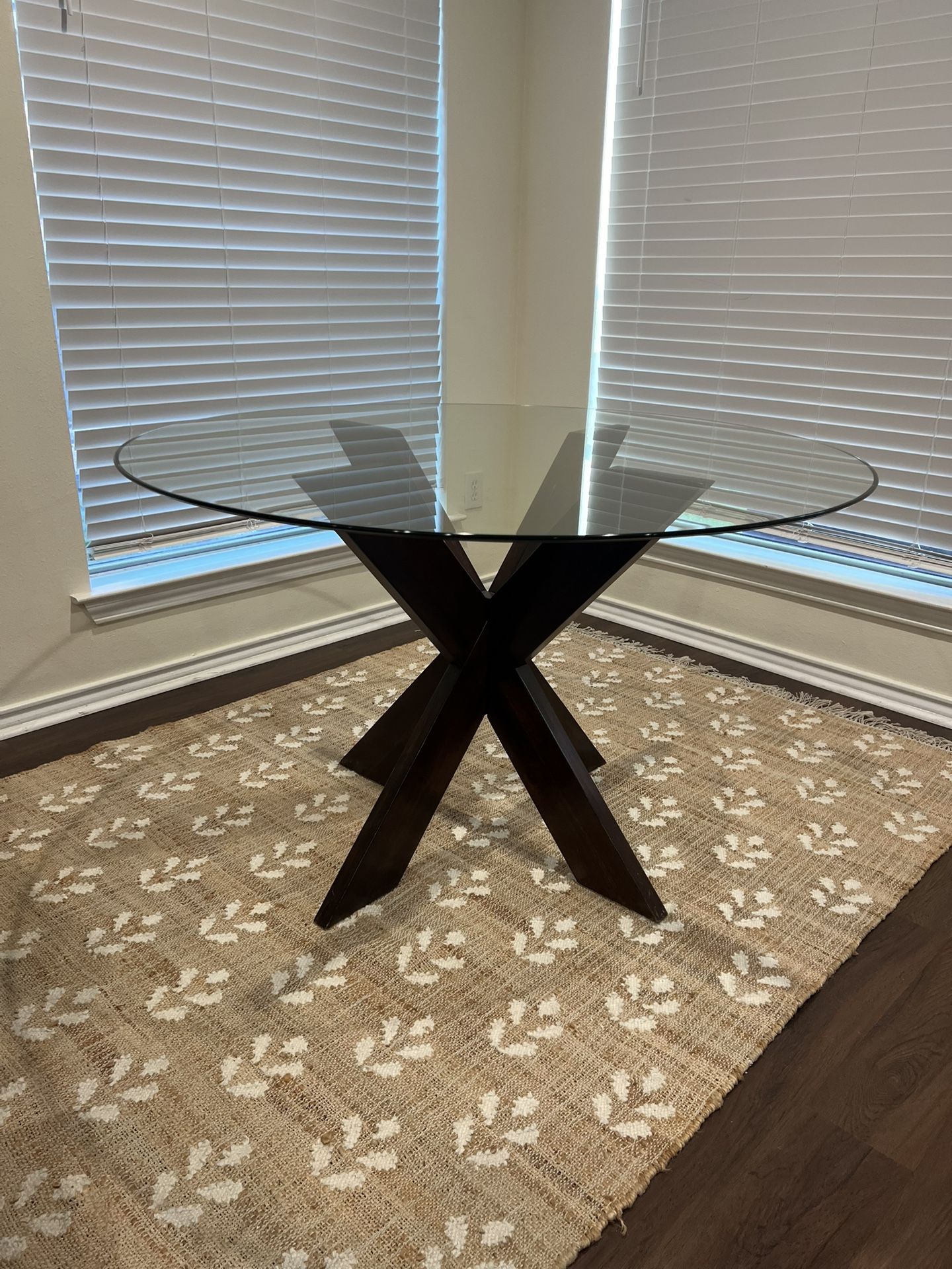Kitchen Table - 2 Piece Glass Top Wooden Base