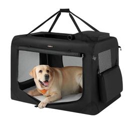 Feandrea 48 Inches Collapsible Soft Dog Crate Portable Travel Dog Crate - Black