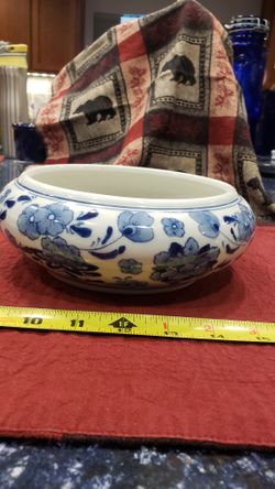 Ceramic Bowl Vase, Oriental Style