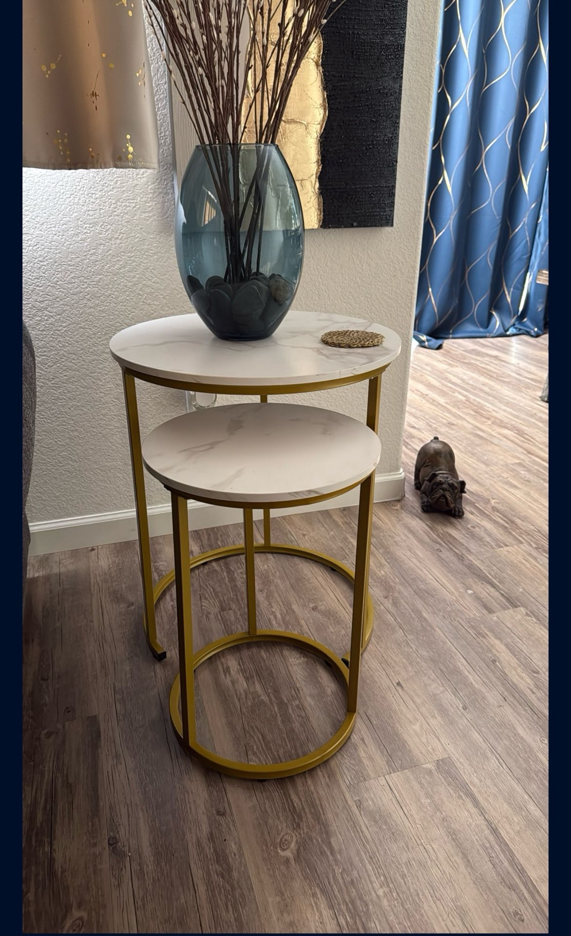 Nesting Round Coffee Table Set of 2, Stacking Side Tables