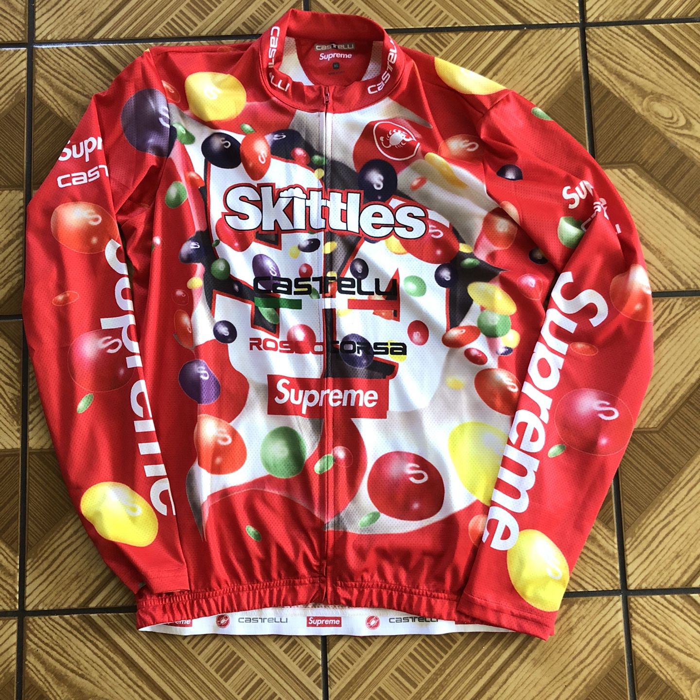 Supreme Skittles Castelli Long Sleeve Cycling Jersey Mens Style 