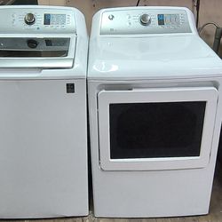 GE WHITE TOPLOAD WASHER & ELECTRIC DRYER SET