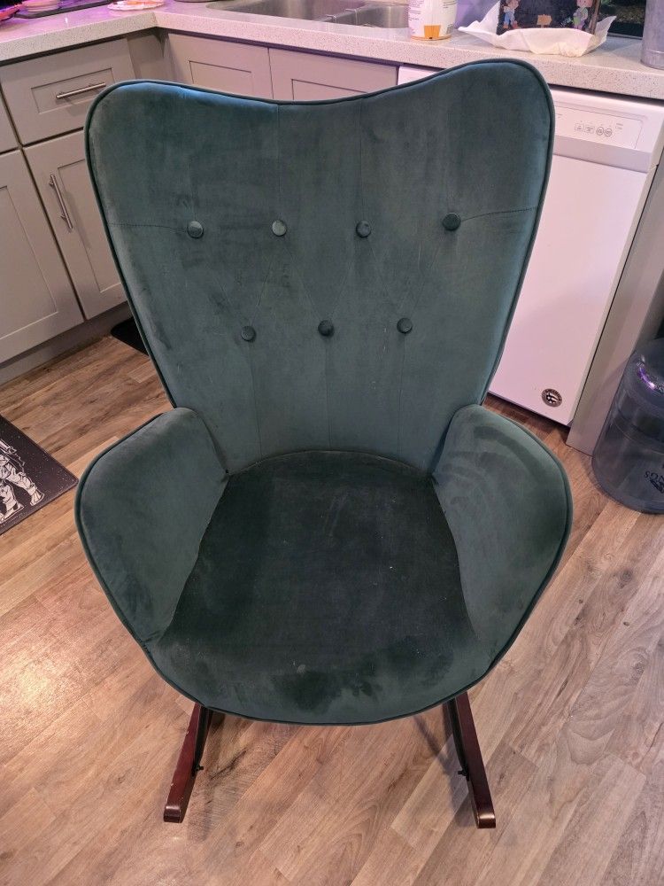 Velvet Green Rocking Chair