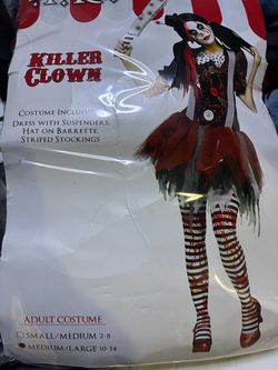 Used Killer Clown Adult Halloween Costume (READ DESCRIPTION)