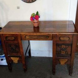 Antique Wood Vanity Desk , Chic Victorian Makeup Table ,  Storage , Country French Farmhouse