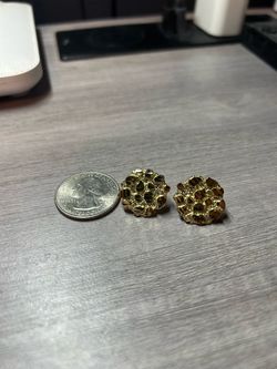 Large 10k gold nugget earrings