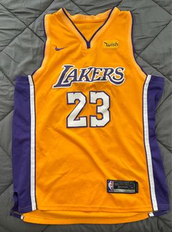 Lakers #23 LeBron James Gold Basketball Jersey Size 50 – Wish Sponsor – Replica