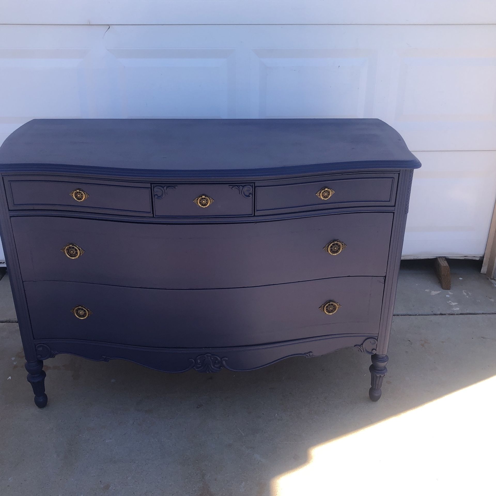 Blue Vintage Five Drawer Dresser