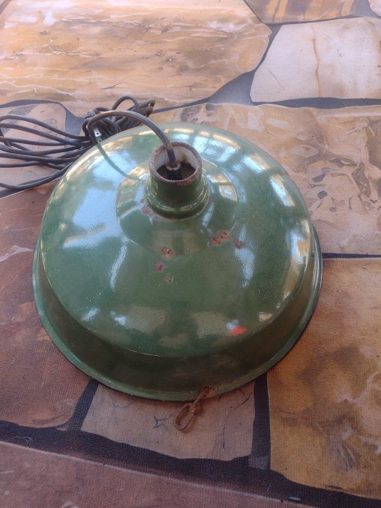 Vintage Industrial Porcelain Shop Light