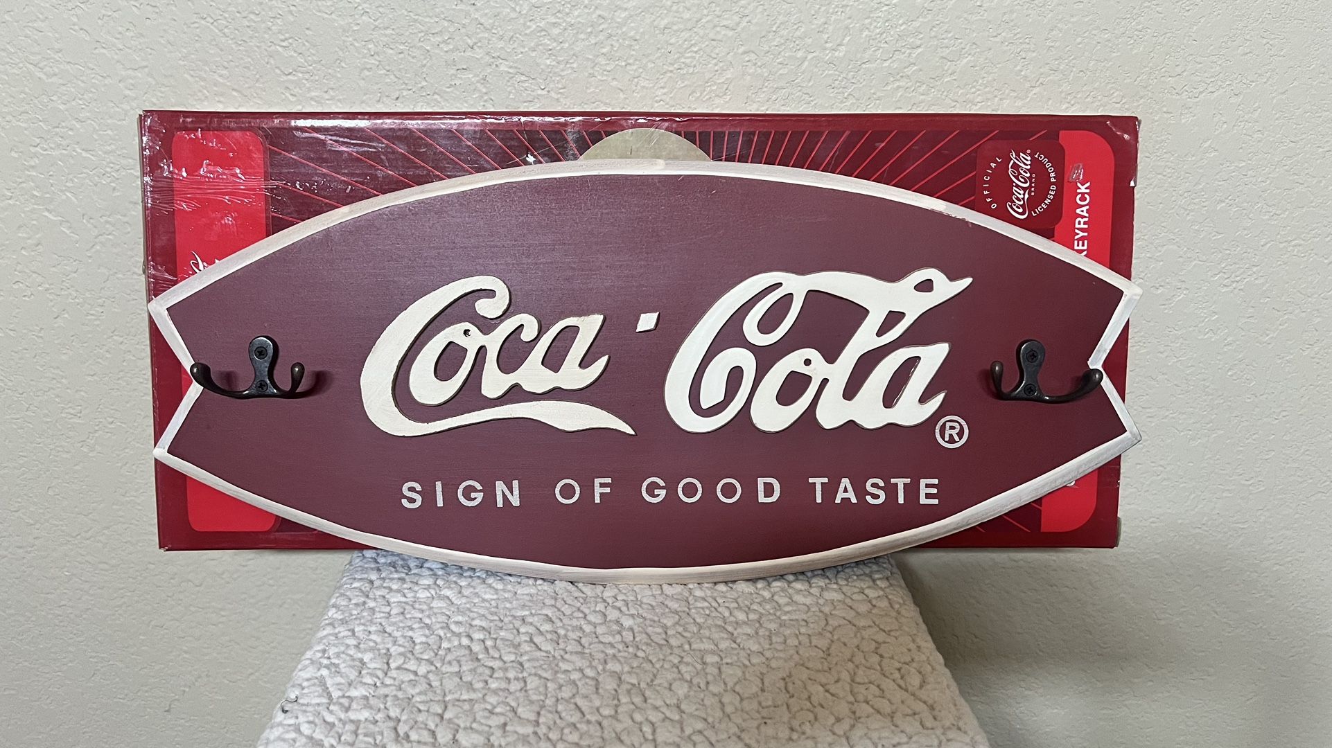 Coca-Cola Sign Of Good Taste Wooden Coat Rack Plaque Vintage Home Decor