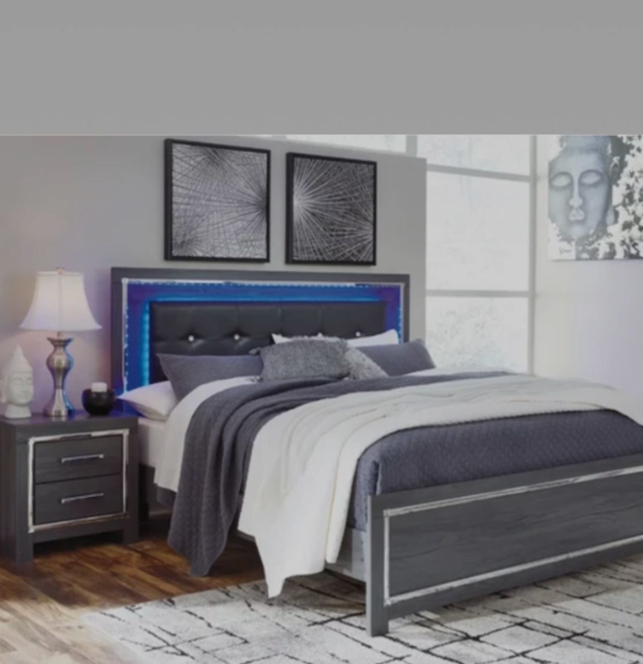 Led Bed frame With Matching Dresser. 