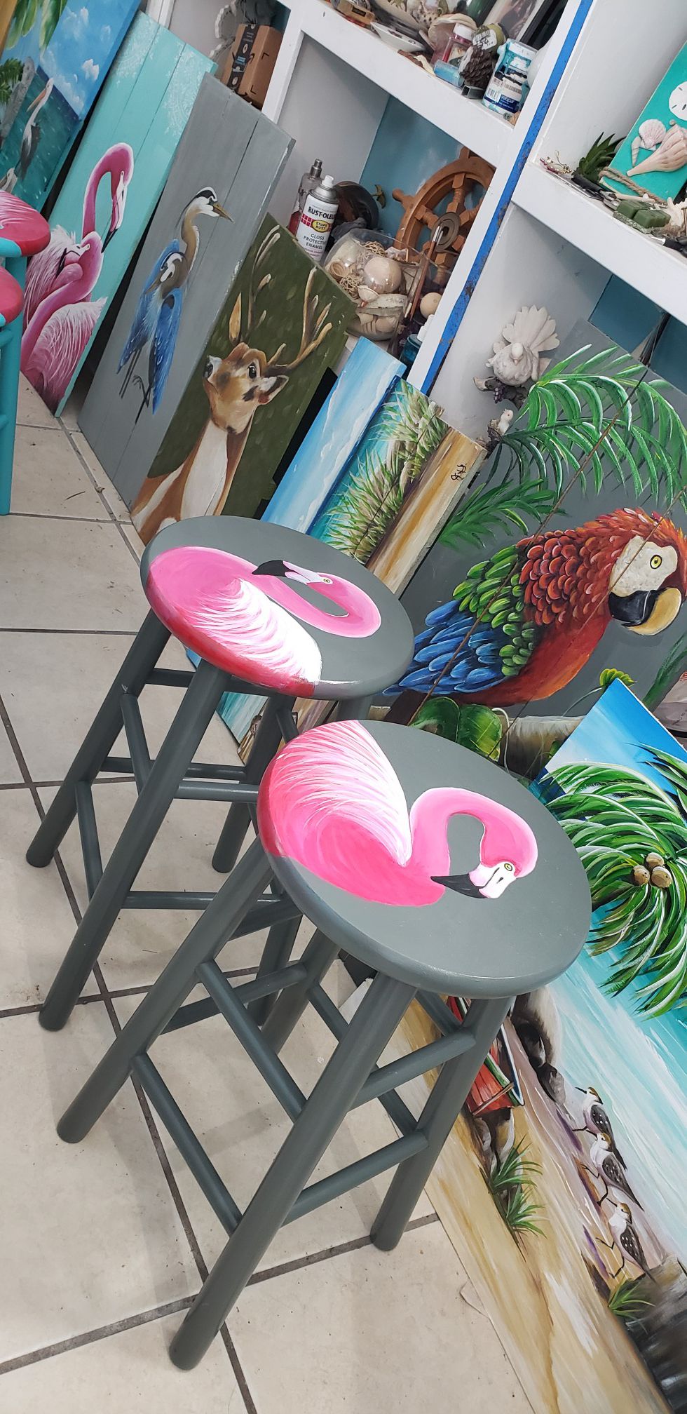 24 inches tall flamingo stools