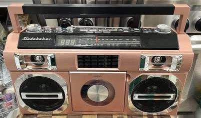 Rose Gold Pink Studebaker Retro Bluetooth Boombox