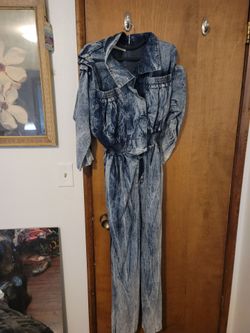 Vintage Noah's Flood Denim Stonewash One Piece Cotton Romper Size 9-10
