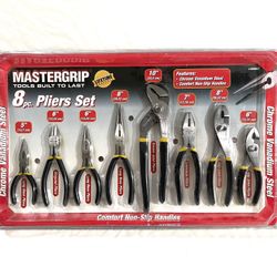 Brand new with the package, master grip eight piece electrician hand tool set
