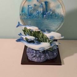 Large Dolphin Ocean Scene Sculpture Figurine – Ocean Themed Coastal Home Decor -