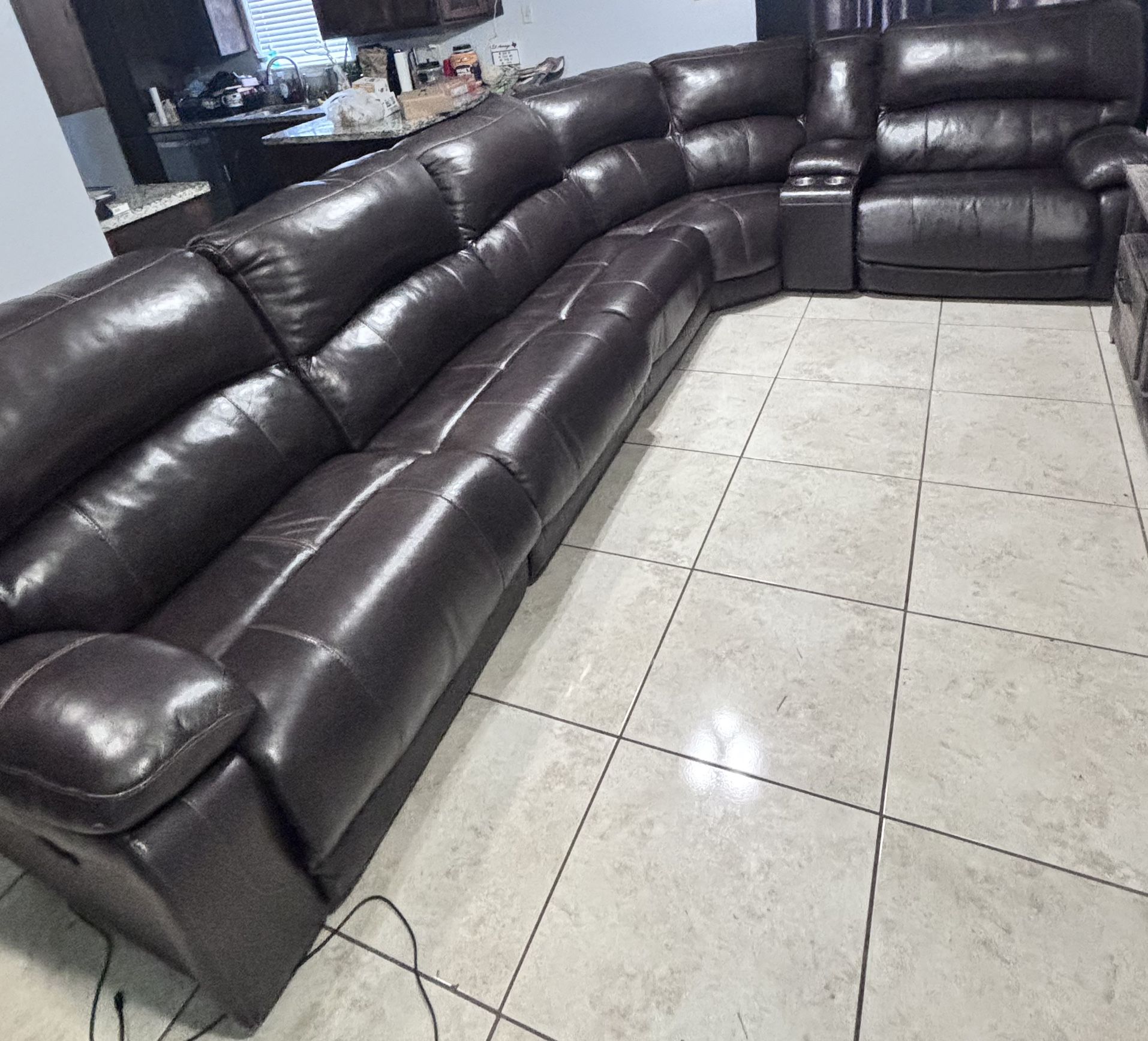 Brown Leather Sectional Couch