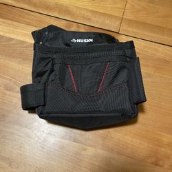 Husky 6 pocket black tool belt pouch and Husky Leather Belt