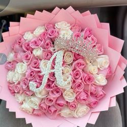 Rose Bouquet With ‘A’ Initial 💕