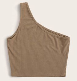 Shein Beige One Shoulder Top