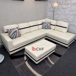 Living room 3 piece sectional sofa with storage ottoman 