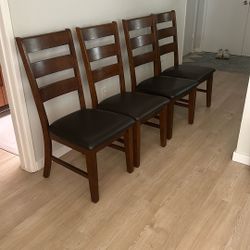 4 Brown Chairs - Good Condition / 2 Reupholstered 