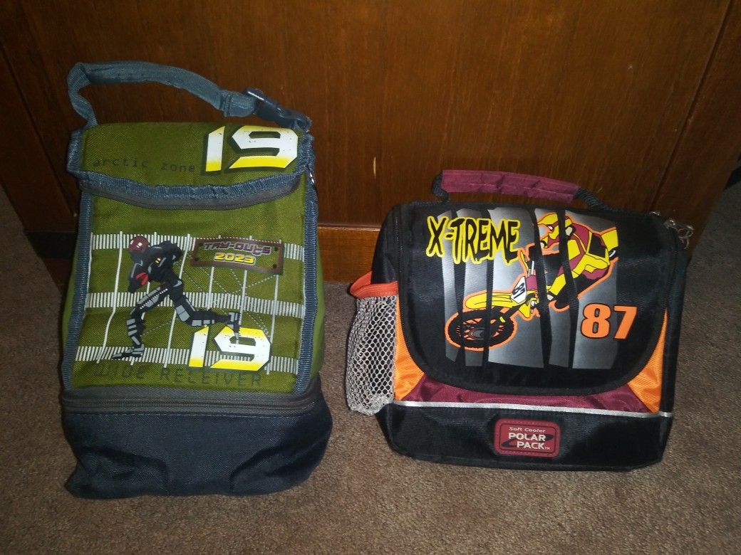 Boy's Insulated Lunch Bags! Motorcycle Or Football