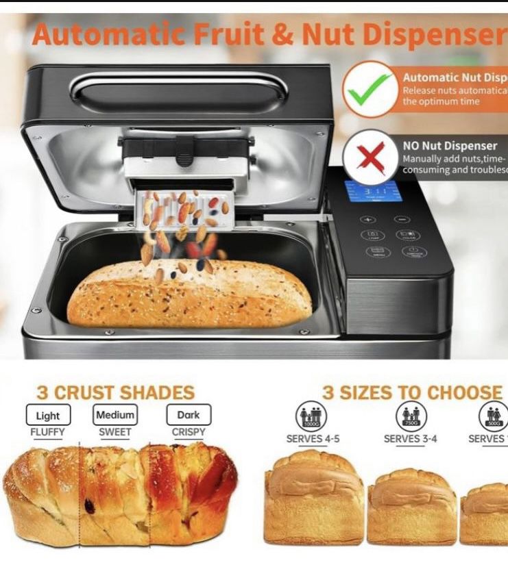 KBS 17-in-1 Bread Maker-Dual Heaters,