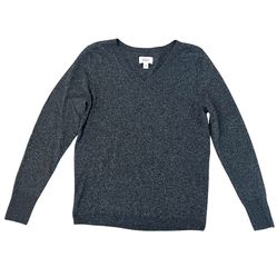 Croft & Barrow Womens XS Sweater Top V Neck Gray