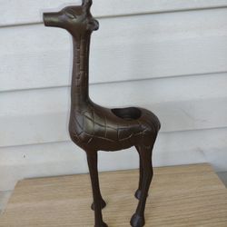 Giraffe Figurine 13" Metal Statue Sculpture Decor Tea Light Holder India Brown