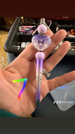 Kuromi Sanrio Beaded Charm Ballpoint Pen