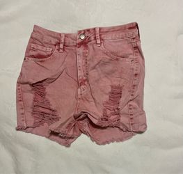 Pink Distressed Denim Shorts Size 9