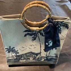 Tropical Tiki Disney Bamboo Handle Beach Tote 