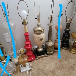 Vintage Red Or Brass Or 22k Green Gold Table Lamp 