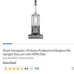 Shark Navigator Lift Away UV 540 Upright Vacuum Cleaner