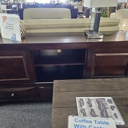 Brand New Dark Cherry TV Console (67"L×17"Dx32"H)