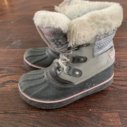 London Fog Baby Girls' Gray and pink Winter Boots waterproof snow boots Size-1