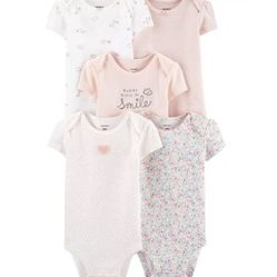 New With Tag Carter’s  Baby Girl Bodysuit  Set Of 5  Bodysuit Size 3 M 