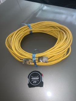 Heavy Duty Yellow Extension Cord with Husky Tape Measure