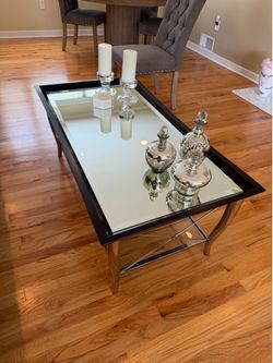 Mirrored coffee table with end table