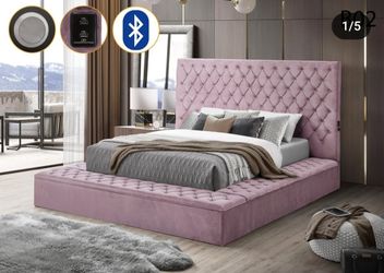 Storage Bed Bliss Bed Tufted  Bluetooth Speakers Queen King Available - Delivery & Install Available